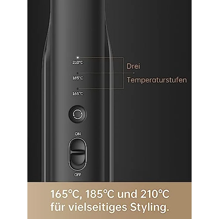 Dreame Hair Glamour Haarglätter, Kabelloser Tragbarer 2-in-1-Glätteisen, Negative Ionen, Gleichmäßige Wärmeverteilung, Drei Temperaturstufen, Schwarz – Bild 3