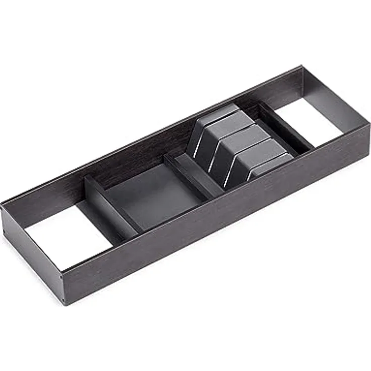 Emuca - Messerhalter für Schublade, 150x470 mm, Grau anthrazit, Stahl und Holz