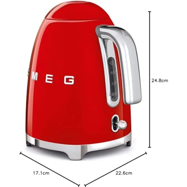 Smeg KLF03RDEU Edelstahl-Wasserkocher, 2400W, 1,7L Volumen, rot – Bild 4