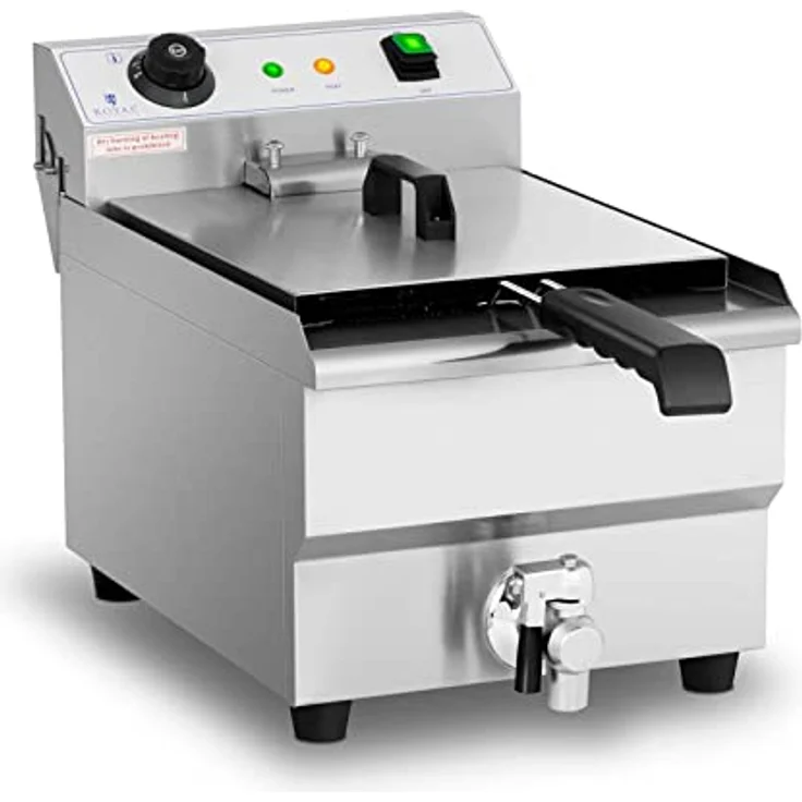Royal Catering RCEF-13EHB Fritteuse mit Öl 13l Elektro-Fritteuse Gastro 3.200 W - Ablasshahn - Edelstahl – Bild 1