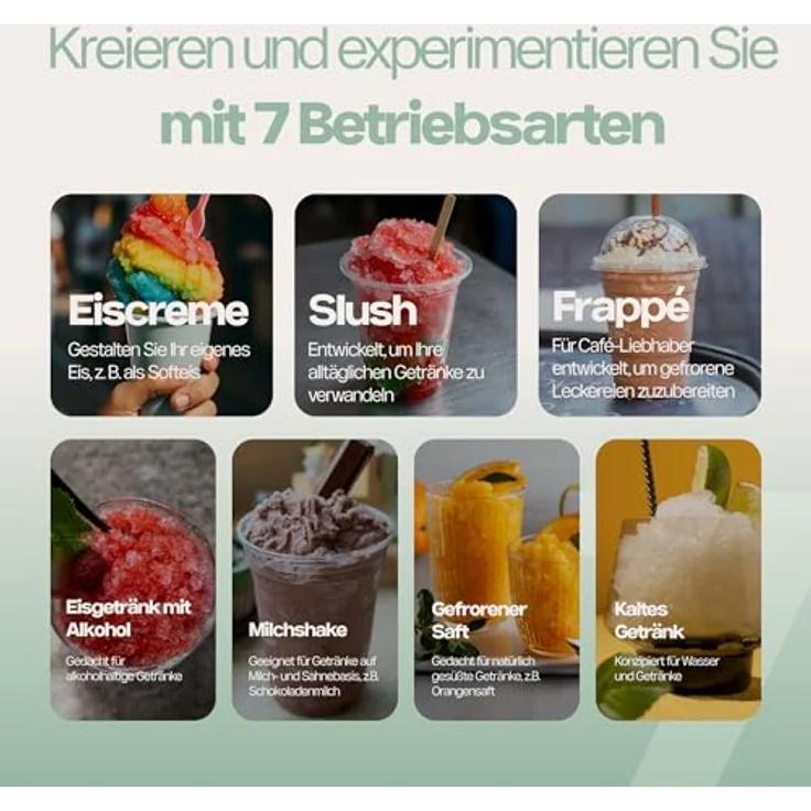 4Swiss SM026, Selbstkühlende Eismaschine mit Kompressor, 1,8 l Fassungsvermögen, 7 Programme für Milchshakes, Sorbet und Slush, automatischer Spülzyklus – Bild 4