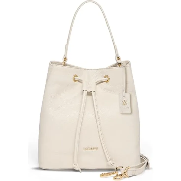 Lazarotti Bologna Leather Beuteltasche, Ledertasche 25 cm mit verstellbarem Umhängeriemen, beige