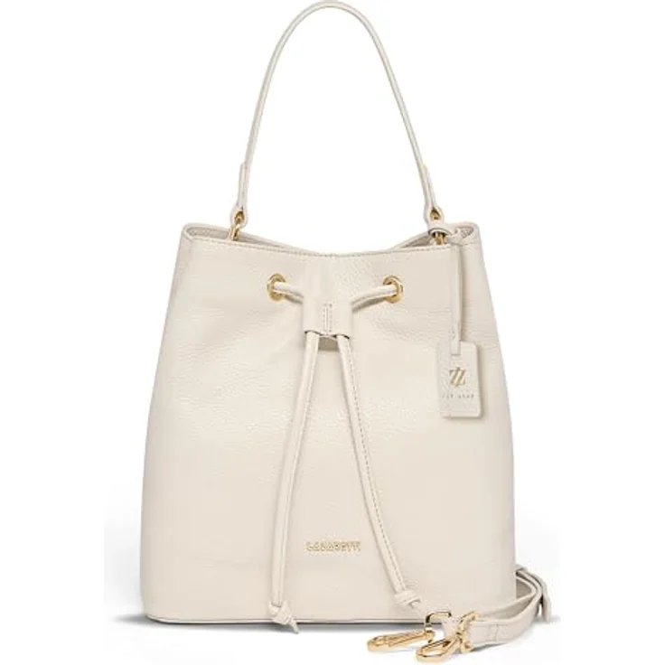 Lazarotti Bologna Leather Beuteltasche, Ledertasche 25 cm mit verstellbarem Umhängeriemen, beige – Bild 1