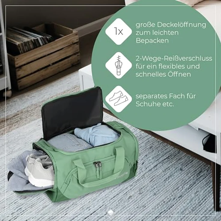 Travelite Kick Off Weekender Reisetasche S, 40 cm, grün, 100% Polyester, kompakt und praktisch – Bild 6