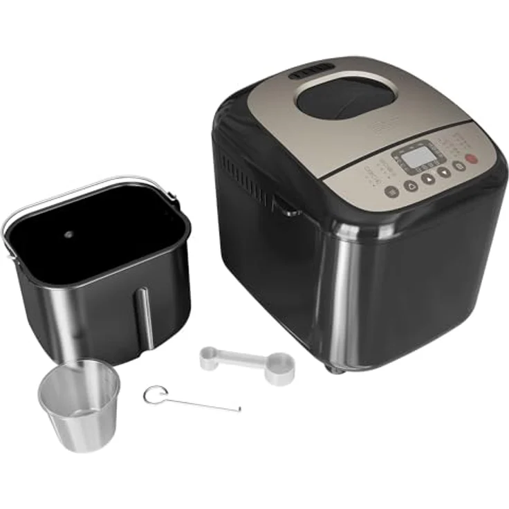 Black+Decker Brotbackmaschine BXBM600E, 600W, Brote von 500 g, 750 g und 1 kg, 17 Programme für Brot, Joghurt, Kuchen und Marmeladen, programmierbar für 15 Stunden, abnehmbare Backform. – Bild 3