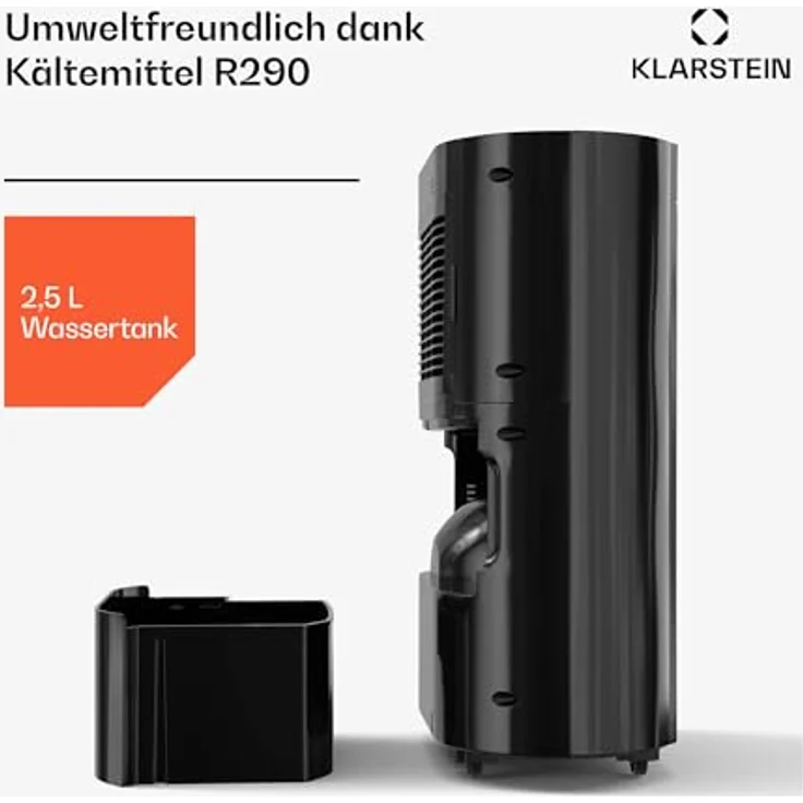 Klarstein AeroDry 10l Luftentfeuchter - 165W, 10L/Tag, 2.5L Tank, 37dB Leise, Aktivkohlefilter, DrySelect, für Zuhause, Schlafzimmer, Badezimmer, Elektrischer Raumentfeuchter, Schwarz – Bild 5