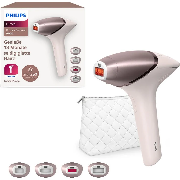 Philips IPL-Haarentferner Lumea S9000 BRI958/00, 450.000 Lichtimpulse, 4 Aufsätze, kabellos