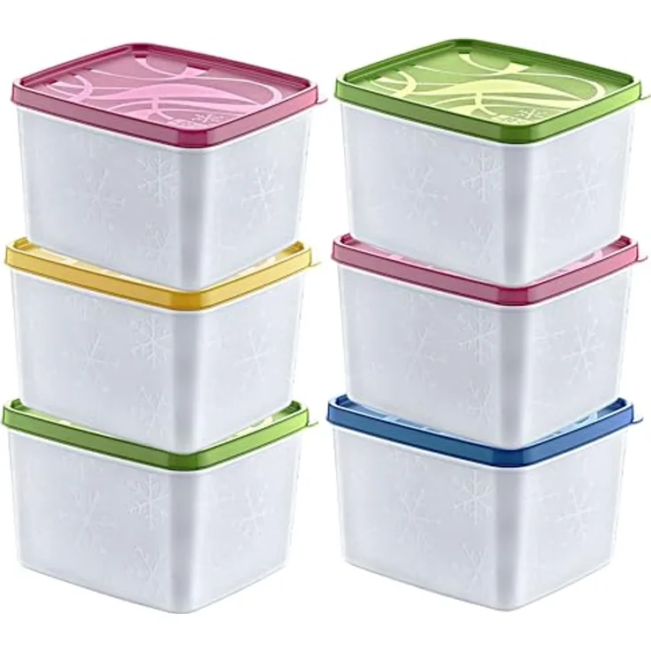 Annastore 6 x hochwertige Tiefkühldosen - Gefrierdosen - Luftdicht - Tiefkühlboxen - Gefrierboxen - Vorratsdosen (6 x 1100 ml)