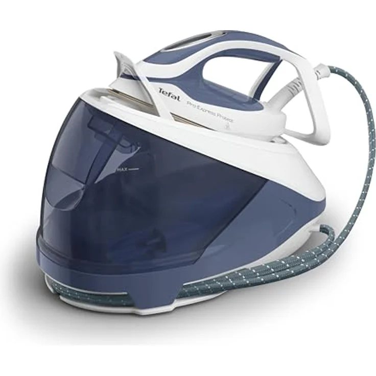 Tefal GV9225 Pro Express Protect Dampfbügelstation | 7,6 Bar Dampfdruck | variable Dampfmenge: 140 g/Min. | Dampfstoß: 550 g/Min. | Anti-Kalk-Kollektor | vertikale Dampffunktion | Blaugrau/Weiß – Bild 1