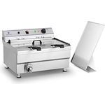 Royal Catering RCBG 30-2-B STH Fettbackgerät Fritteuse Friteuse Gastronomie (24 Liter, 9000 W, 400 V, Ablasshahn, Edelstahl, 2 Körbe)