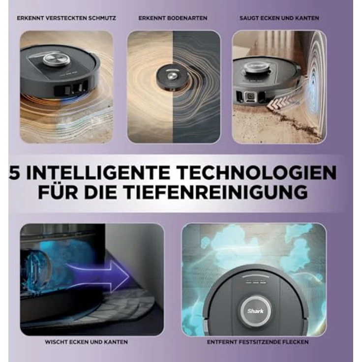 Shark PowerDetect 2-in-1 Saug- und Wischroboter, NeverTouch 30 Tage selbstentleerend, selbstnachfüllend mit 3D & LiDAR-Navigation, NeverStuck-Hindernisumgehung, App-Steuerung, Schwarz – Bild 2