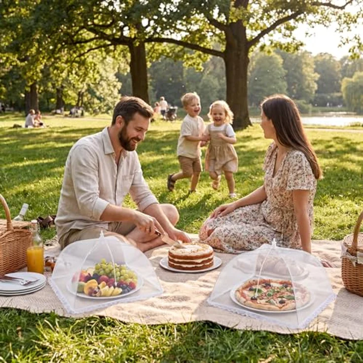 Homealexa 6er Set Fliegenhaube Lebensmittel, Pop-Up Abdeckhauben für Fliegenschutz, Faltbar 43×43×25 cm für BBQ & Picknick – Bild 2