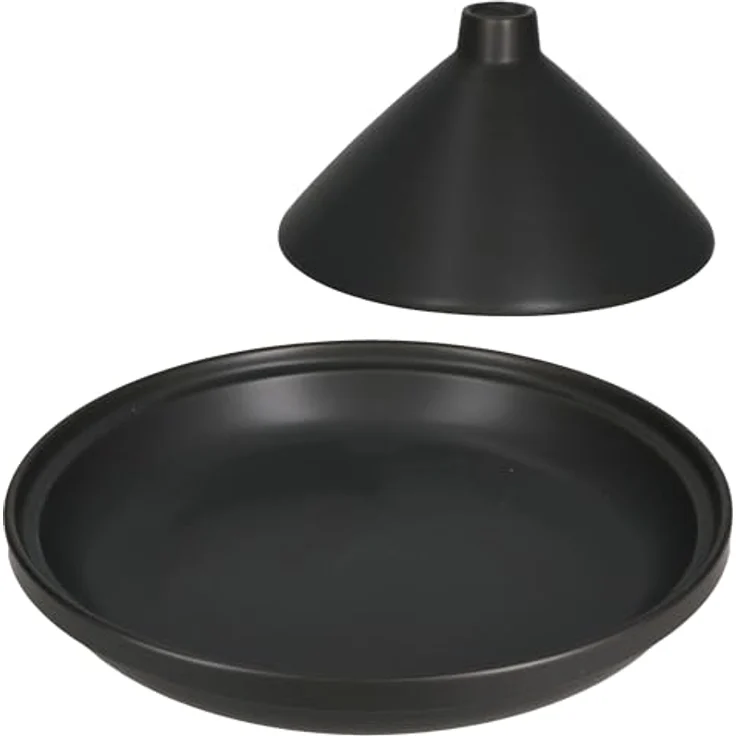 MamboCat Tajine, Schmorform aus matt schwarz Steingut mit Deckel, 24 cm, für Ofen bis 200 °C, ideal zum Garen und Servieren von Tajine-Gerichten – Bild 2