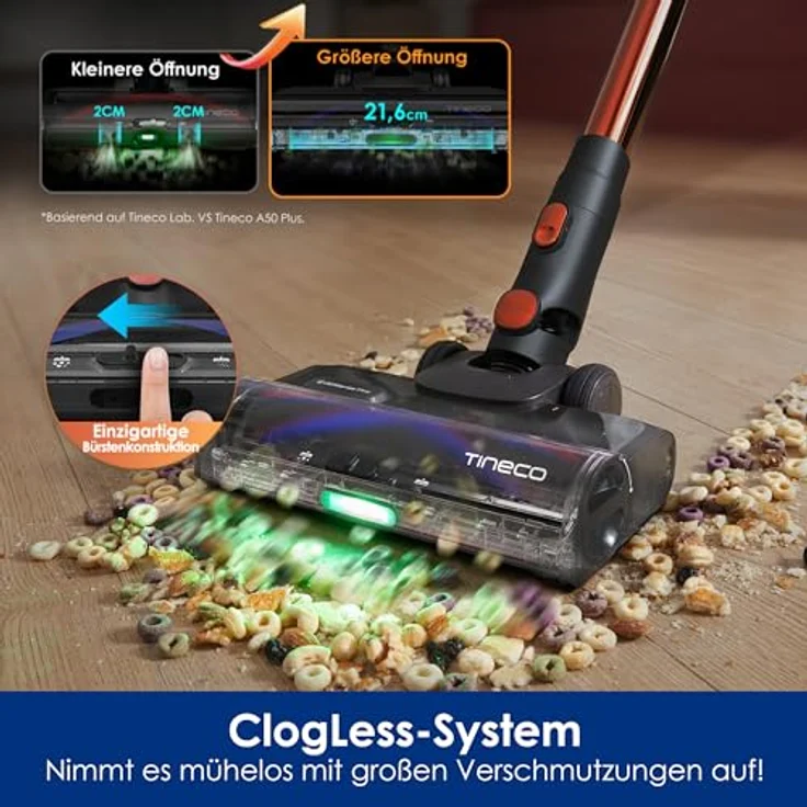 Tineco Pure ONE S70, Akku Staubsauger mit 200 AW, 3DSense Pro Reinigungssystem, 95 Min. Akkulaufzeit, 6-stufiges Filtersystem, ZeroTangle-Bürste, orange – Bild 5