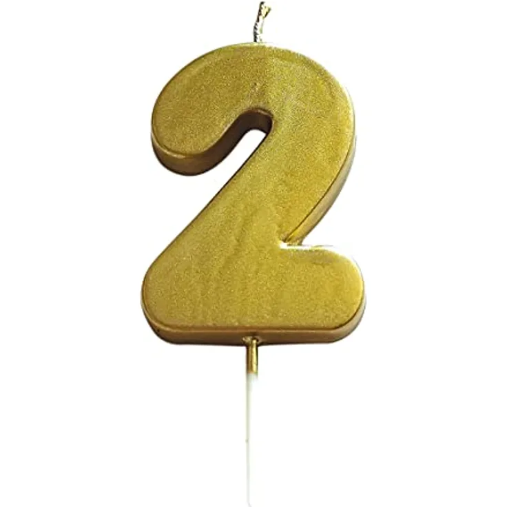 Ciao, Gold Zahlenkerze 2 (6 cm), 21442