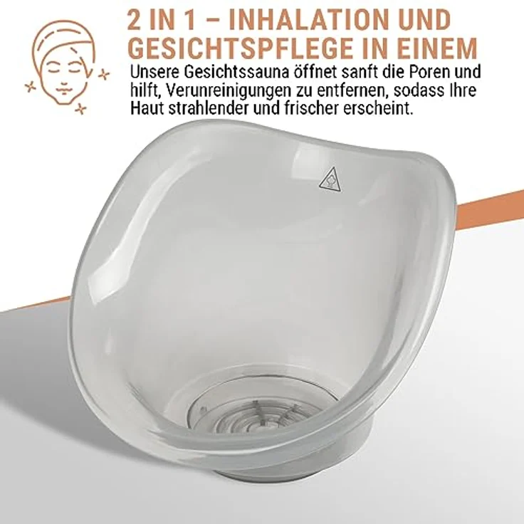 Clatronic® 2in1 Gesichtssauna und Inhalationsgerät | Face Steamer inkl. Aromaaufsatz & Inhalator | zur kosmetischen Gesichtspflege & Inhalation | 3-Stufen für bedarfsgerechte Dampfdosierung | GS 3656 – Bild 4