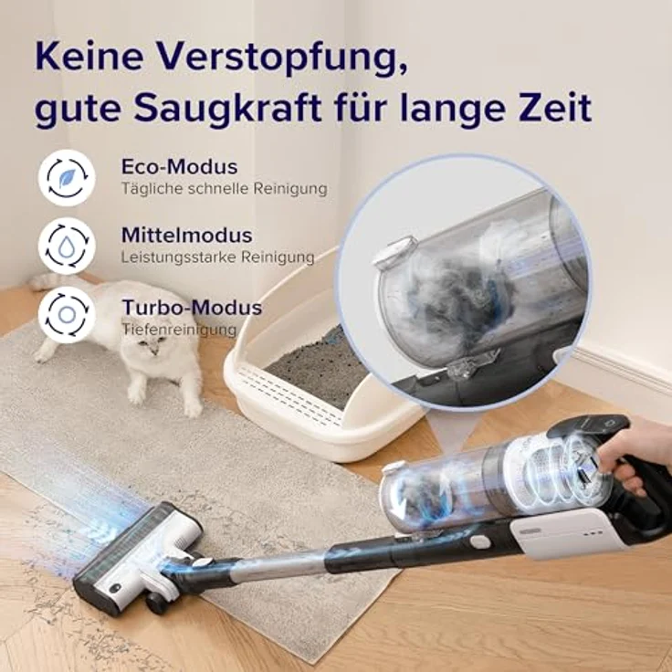 Levoit Akku-Hand-und Stielstaubsauger, 180,00 W, beutellos, Vakuum - LSV-V201-WEU, Turbo-Modus, Eco-Modus, weiß – Bild 5