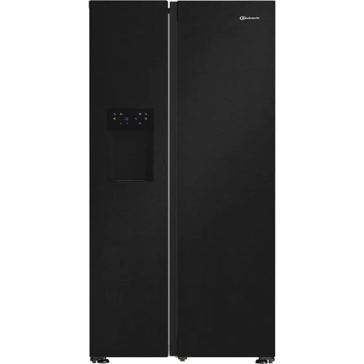 BAUKNECHT SBS IW D90 Black Side-by-Side, 578 l, Edelstahloptik Schwarz, Wasser- und Eiswürfelspender, Total No Frost Technologie