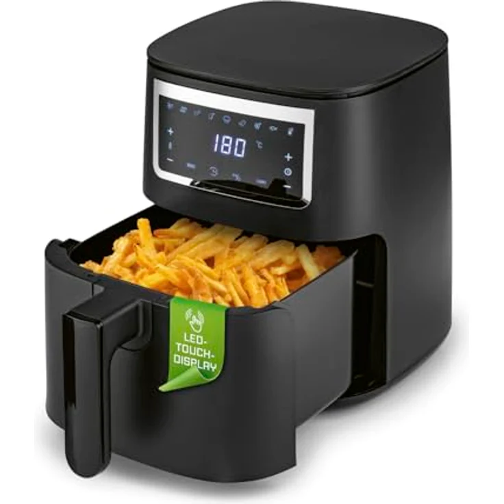 GOURMETmaxx Heißluftfritteuse 4 L Airfryer | Touchscreen, 9 Funktionen & 8 Programmen | Minibackofen - Fettarmes Braten | Spülmaschinengeeignet – Bild 1