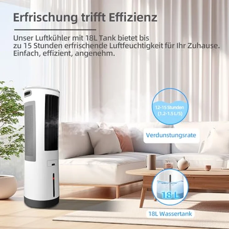 BE CooL BC18AC2301IKF Luftkühler mit Ionisator, 20L Wassertank und Fernbedienung für Räume bis 25 m² – Bild 4