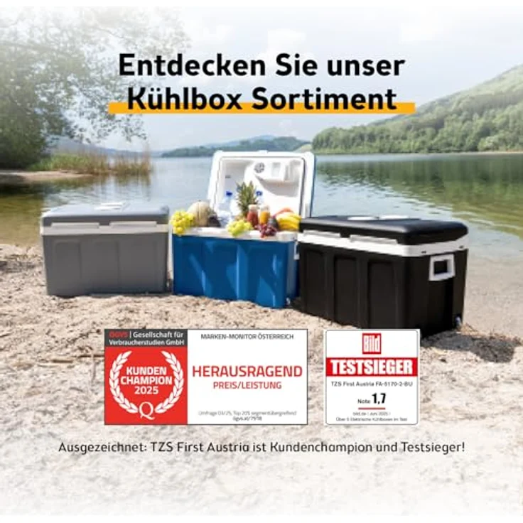 First Kühlbox 40 l, elektrische Kühl- und Warmhaltefunktion, grau/weiß, Kühlung bis -18 °C, Heizfunktion bis 65 °C, Tragegriff, abschließbare Kabelkammer – Bild 7
