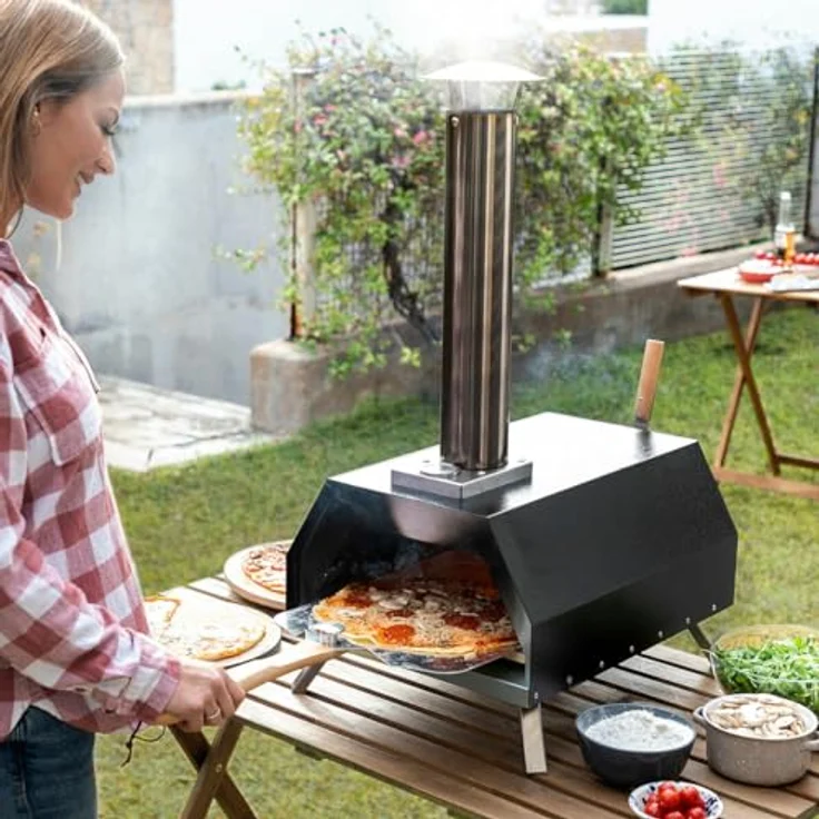 InnovaGoods Pellet-Pizzaofen Pizzahven, Edelstahl, Hitze bis 500 °C, mit Zubehör und integriertem Thermometer – Bild 8