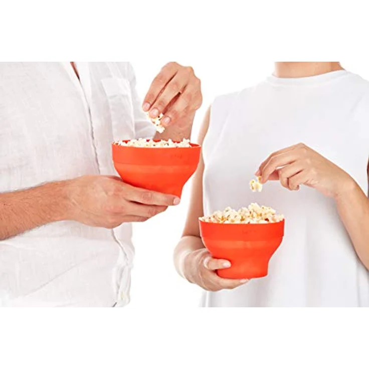 Lékué Popcorn Maker Mini, 2 Zubereiter für je eine Portion a 700ml, orange – Bild 6