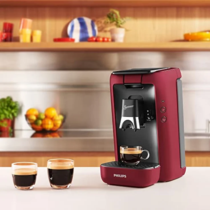 Philips Domestic Appliances Senseo Maestro Kaffeepadmaschine mit Kaffeestärkewahl und Memo-Funktion, 1,2 Liter Wasserbehälter, Grünes Produkt, Farbe: Rot (CSA260/90) – Bild 2
