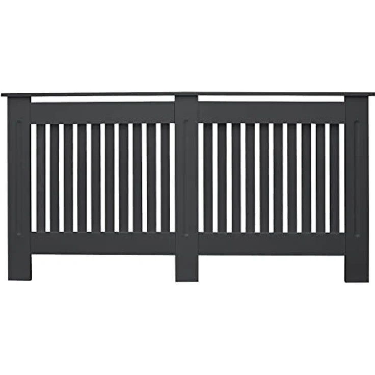 ECD Germany Heizkörperverkleidung Landhausstil 112x19x82cm Anthrazit aus MDF lackiert für Schlafzimmer Wohnzimmer Heizungsverkleidung Heizkörperabdeckung Heizungsabdeckung Heizung Heizkörper Abdeckung – Bild 2