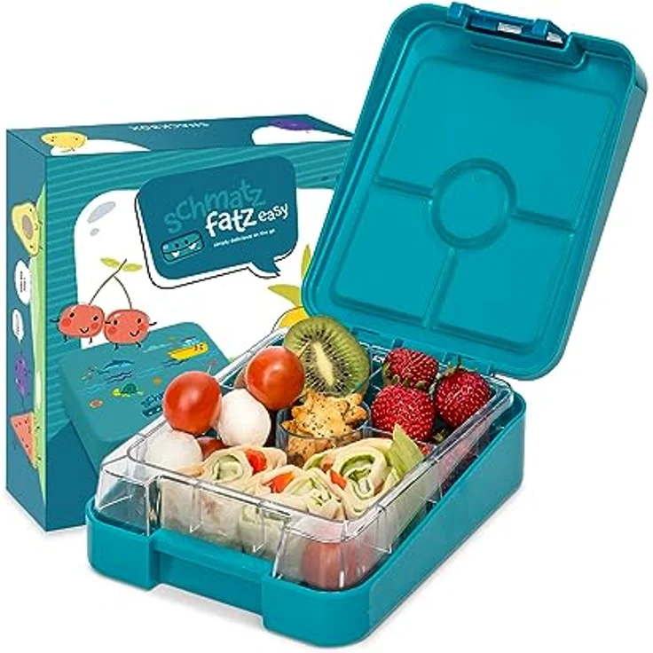 Klarstein schmatzfatz easy Snackbox, 4 Fächer, luftdicht und spülmaschinenfest, 18 x 15 x 5 cm – Bild 1