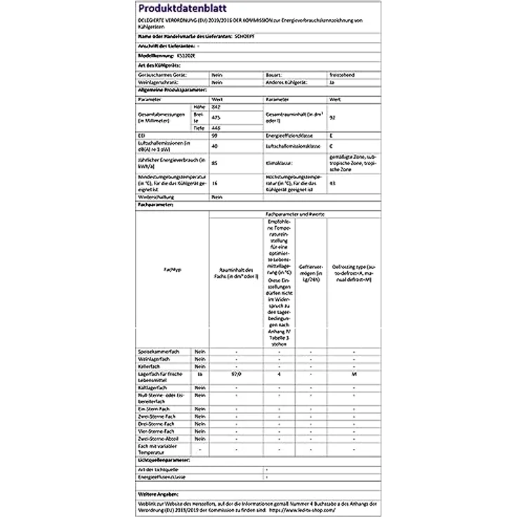SCHOEPF KS1202E Vollraum - Kühlschrank/EEK: E / 92 Liter – Bild 3