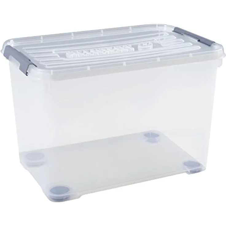 Allibert Aufbewahrungsbox Praktische, Plus mit Deckel und Rollen in transparent/Silber