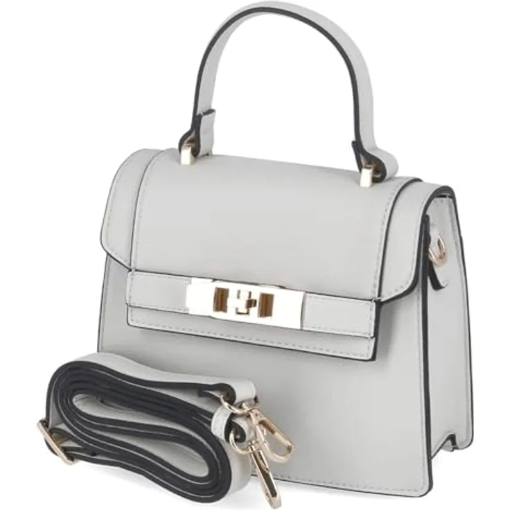 L.Credi Konstanze Handtasche, 20 cm, weiß, 100% Polyurethan, Henkeltasche