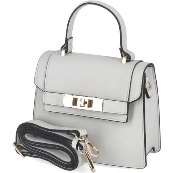 L.Credi Konstanze Handtasche, 20 cm, weiß, 100% Polyurethan, Henkeltasche – Bild 1