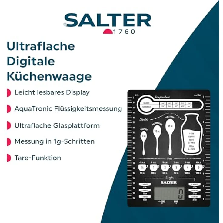 SALTER digitale Waage für die Küche, einzigartiges Design, elektronische Waage zum Wiegen von Lebensmitteln, einfach zu reinigen, ideales Geschenk zum kochen & backen, grafik – Bild 3