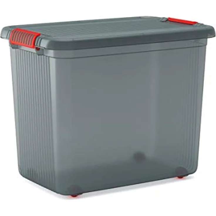 KIS K Latch Box XXL Körper + Deckel mit Clips 59 x 39 x 45 H, Grau transparent, 59.1 x 39 x 87.5