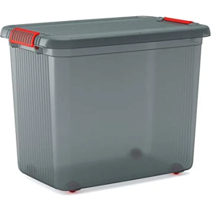 KIS K Latch Box XXL Körper + Deckel mit Clips 59 x 39 x 45 H, Grau transparent, 59.1 x 39 x 87.5 – Bild 1
