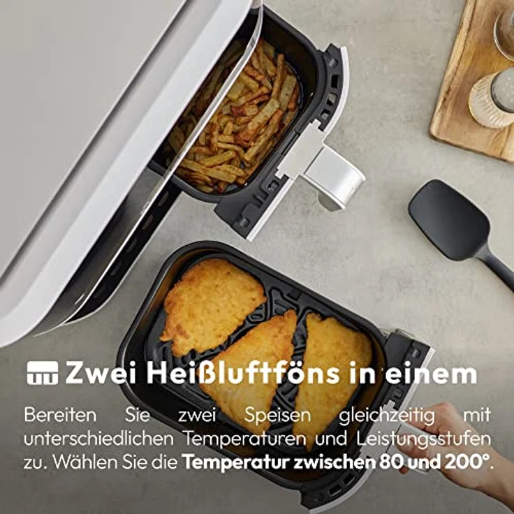 MasterPRO Rocket Duo 900 | Hot Air Fryer Double | White | 9L Capacity and 2100W Power | LED Touch Screen and Non-Stick Basket | Fryer | 11 Functions in 1 – Bild 3