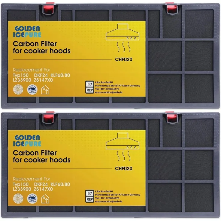 GOLDEN ICEPURE Aktivkohlefilter Dunstabzugshaube, 2er Set 43,5x21,5x2,5cm, hohe Filtrationsleistung, kompatibel mit AEG, Bosch, Siemens, Neff