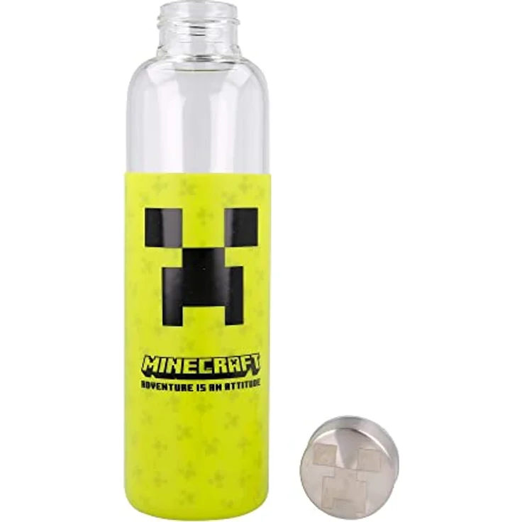 Stor Glas Wasserflasche Mit Silikonhülle - 585 ml Minecraft – Bild 3