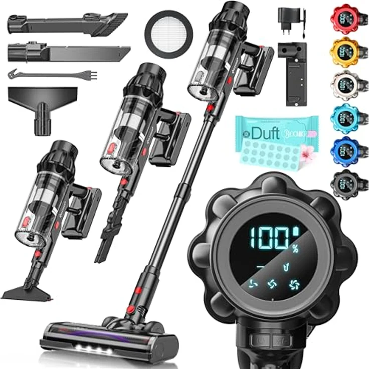 KESSER® Akku Staubsauger STS34, kabellos mit 70 Min. Laufzeit, HEPA-Filter, LED-Display, Anti-Tangle-Bodenbürste für Hartböden und Teppiche – Bild 1