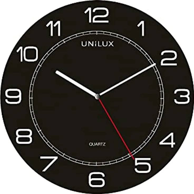 Unilux riesen Wanduhr Mega in schwarz, moderne, analoge Uhr für große Räume