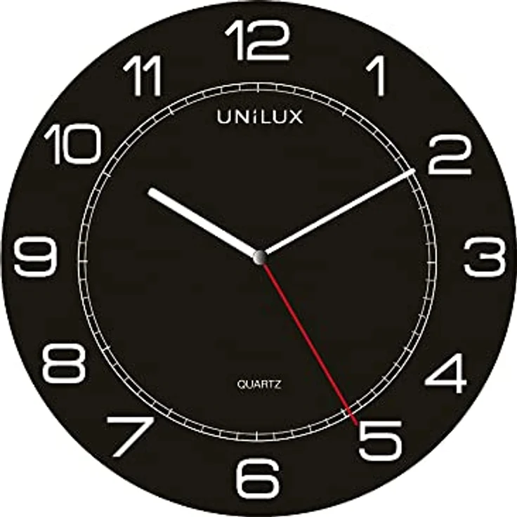 Unilux riesen Wanduhr Mega in schwarz, moderne, analoge Uhr für große Räume – Bild 1