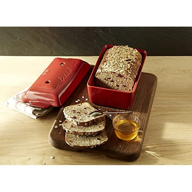 Emile Henry Brotlaib Bäcker, Keramik, Rot, 24x15x12.5 cm – Bild 6