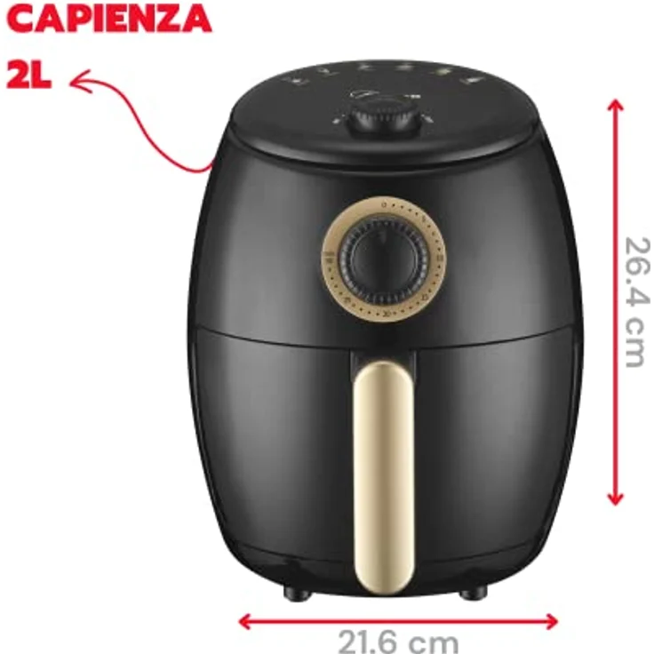 ARDES - Heißluftfritteuse 2 Liter Fassungsvermögen Air Fryer klein 30-Minuten-Timer Höchsttemperatur 200 °C Modell Eldorada Mini 2L AR1K32 – Bild 3