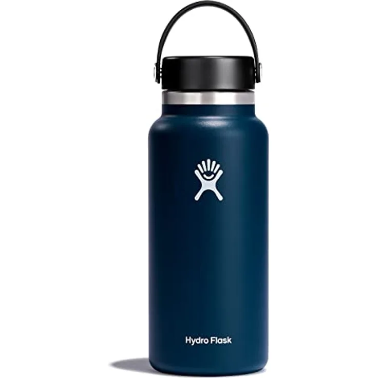 HYDRO FLASK - Trinkflasche 946ml (32oz) - Isolierte Wasserflasche aus Edelstahl - Sportflasche mit auslaufsicherem Flex Cap-Deckel & Gurt - Thermoflasche Spülmaschinenfest - Größe Öffnung - Indigo