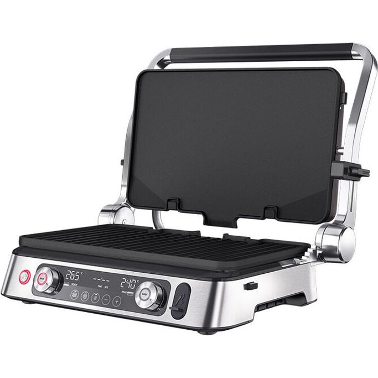 Braun Multigrill 9 Pro CG 9167, Elektrogrill mit 2 unabhängigen Thermostaten, 3 Kochpositionen, spülmaschinenfeste Platten, integrierte Thermosonde, 265° Höchsttemperatur, 2200 W, Schwarz/Edelstahl, 2 Grillplatten, 2 flache Platten und 2 Waffel Platten – Bild 2