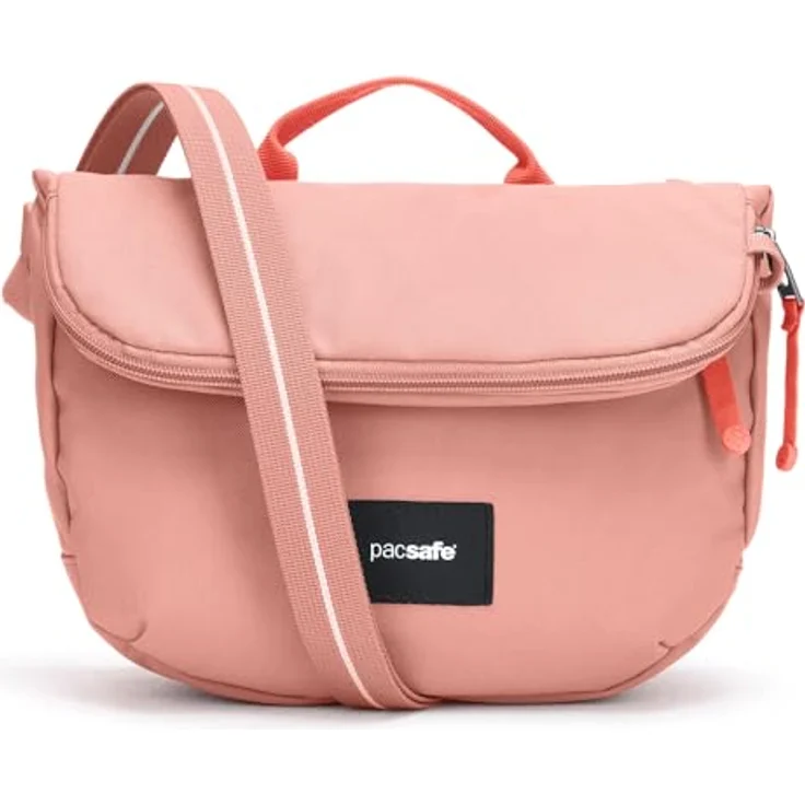 Pacsafe Go Saddle Crossbody Bag, Umhängetasche mit RFID-Blocker und Schlitzschutz, altrosa, 5-7 l Volumen – Bild 1