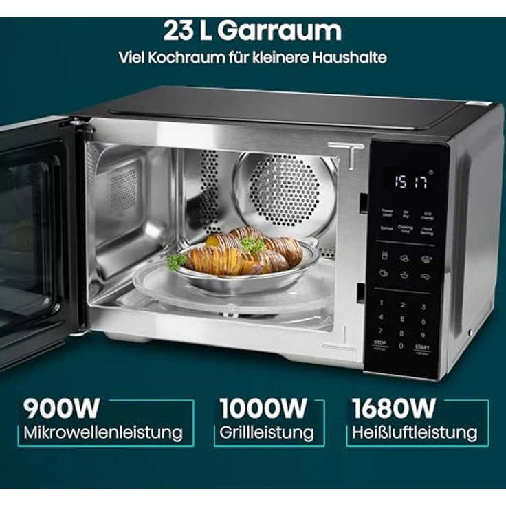 Hisense H23MOBS5HC, Mikrowelle mit Grill und Heißluft, 23 l, 900 W, Schwarz, Touch-Bedienung, 6 Automatikprogramme – Bild 4