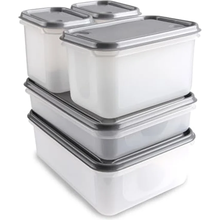 PROhome Frischhaltedosen 5er Set - BPA-frei, Lebensmittelecht, Stapelbar, Spülmaschinengeeignet, transparent – Bild 3